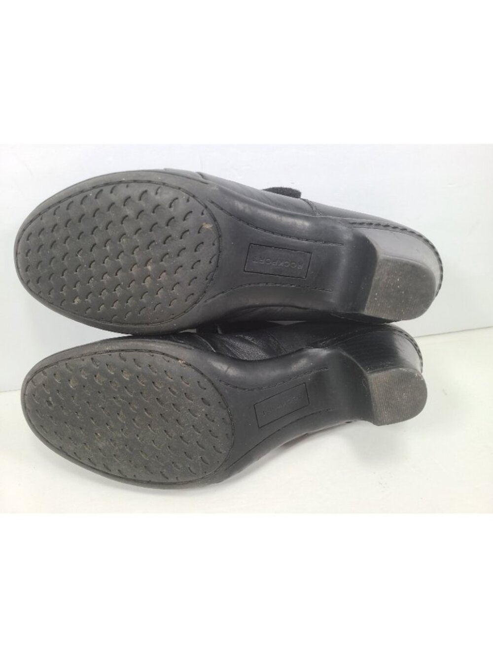 Rockport Cobb Hill Mary Jane Salma Black Leather 8.5M Heeled Shoe Hook Loop - Picture 9 of 11